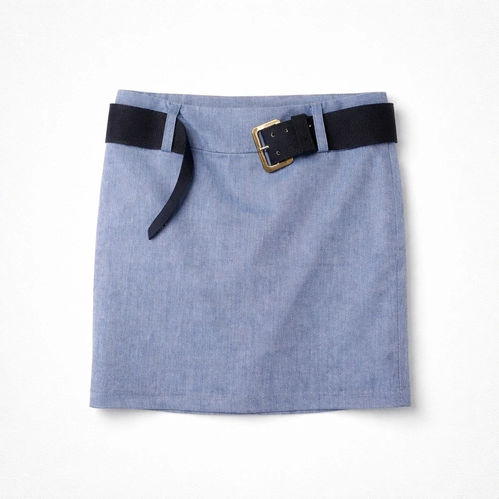 Maurices Size 11/12 Grey Polyester Rayon Spandex Mini Skirt w/ Belt